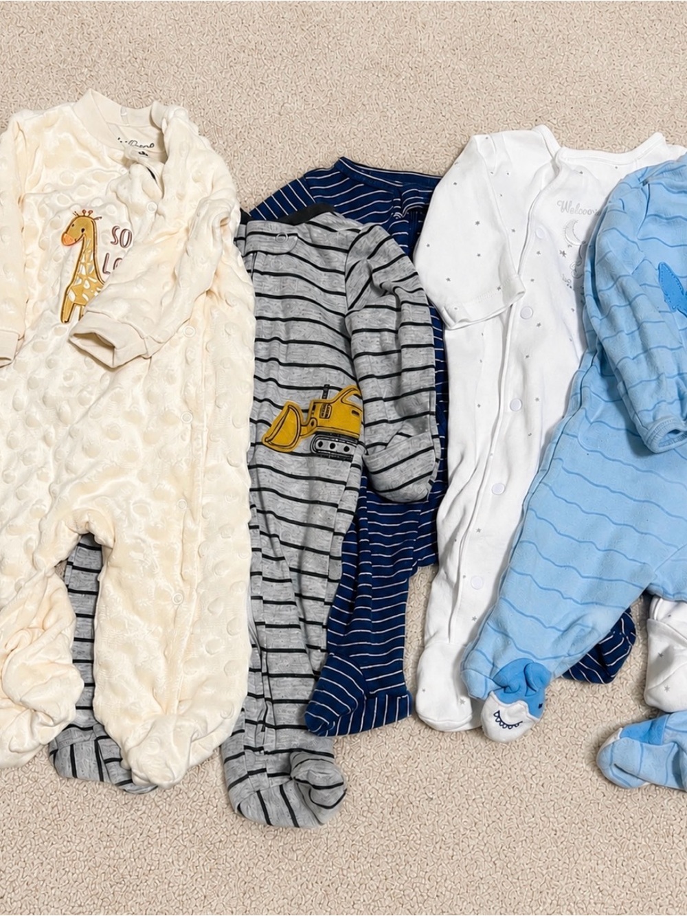 Baby Boy Sleeper Bundle 0-3M & 3M | Carter’s, Little Me, Kyle + Deena | 5 Pieces